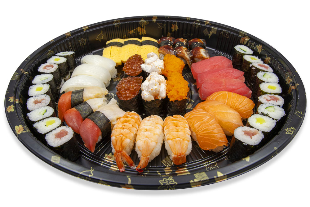 Mixed,Sushi,Roll,And,Sashimi,Platter.,Soft,Focus,Image.