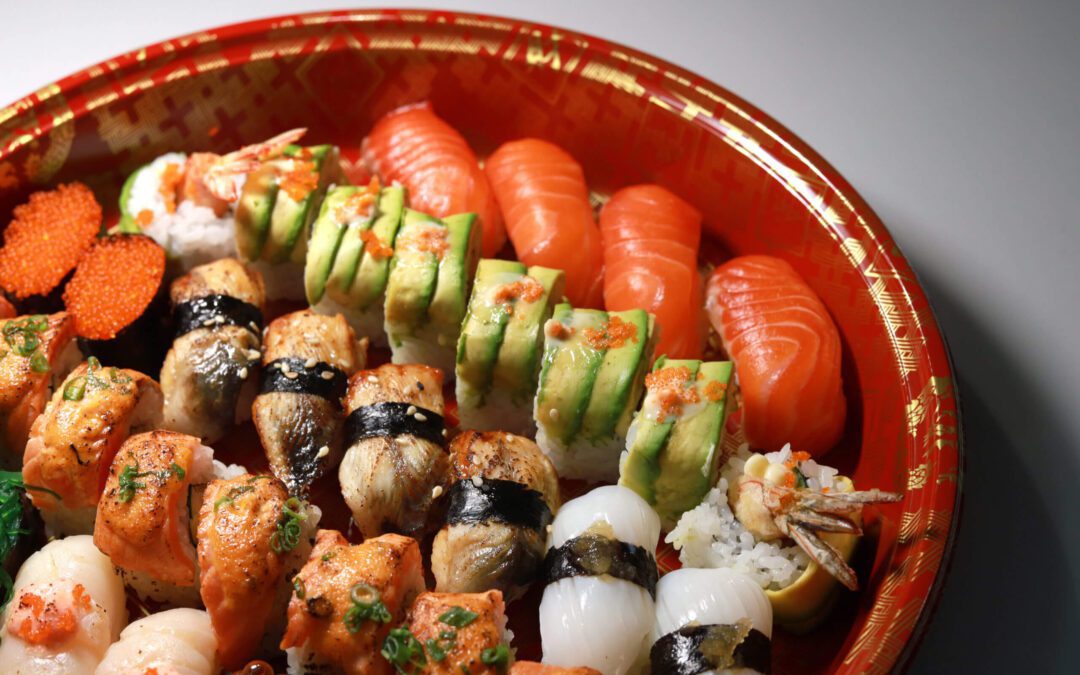 Mixed,Sushi,Roll,And,Sashimi,Platter.,Soft,Focus,Image.